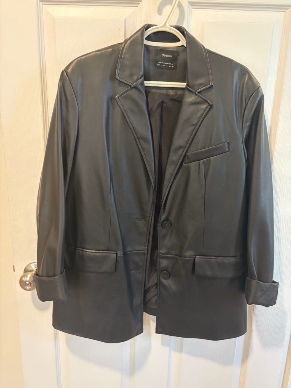 ASOS faux leather blazer- size large, black